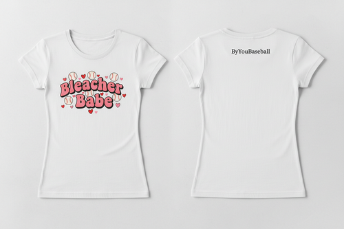 Bleacher Babe Retro Hearts tee front and back view