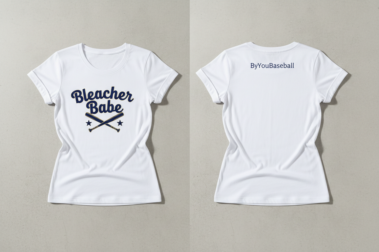 Bleacher Babe Varsity Style tee front and back view